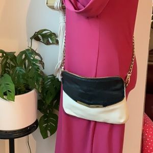 Olivia and joy black and white envelope crossbody leather purse